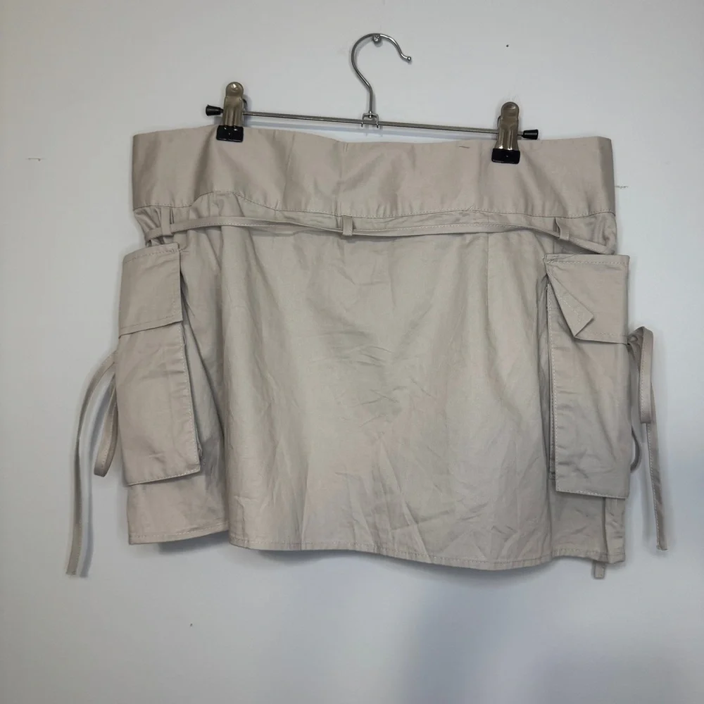 MICAS Utility Cargo Mini Skirt Beige XL – Y2K Street Style, Adjustable Waist